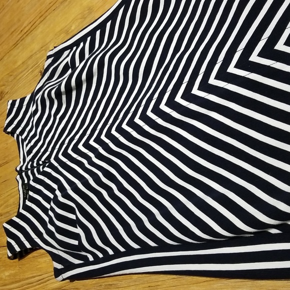Talbots Plus sleeveless dress back zipper sz X EUC Navy/white chevron pattern - Picture 2 of 8